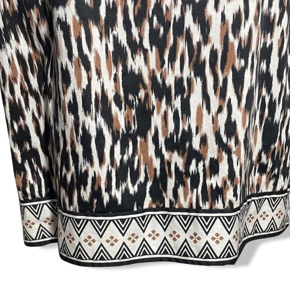 LONDON TIMES Animal Print Cotton Dress, Crisscross Bust, Ruched design, Size M - Picture 4 of 10